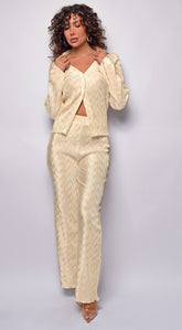 Elliana Vanilla Beige Satin Set